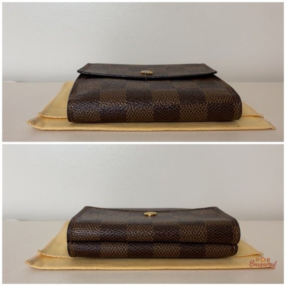 Authentic Louis Vuitton Brown Coated Canvas Damier Ebene Elise Compact Wallet - Picture 5 of 12
